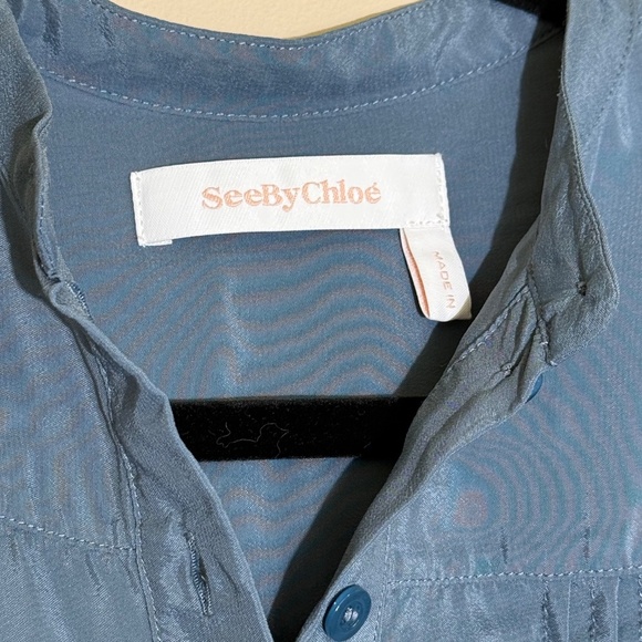 See by Chloé Signature Crepe de Chine Dress – Size 34 – Mirage Blue - Picture 5 of 9